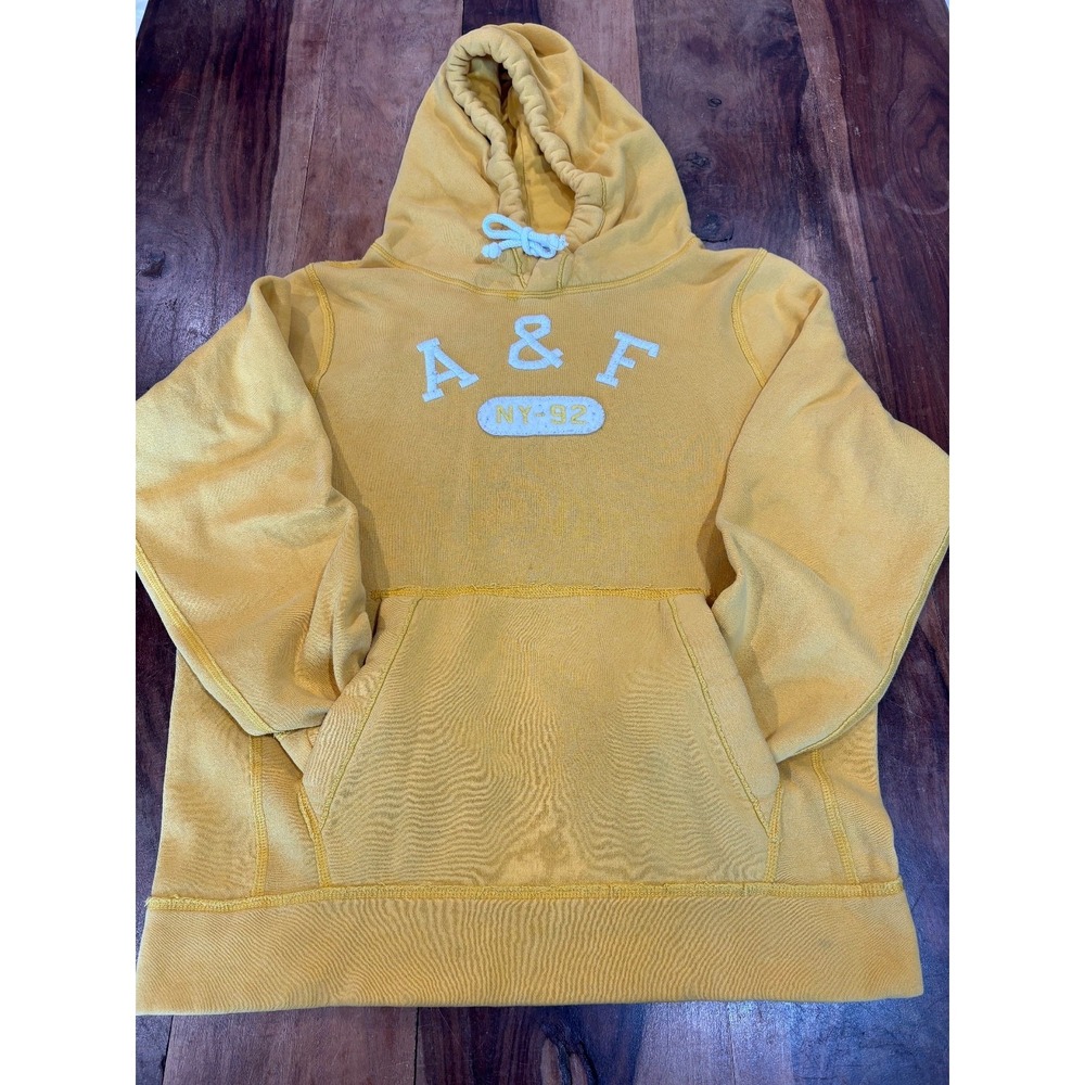 Abercrombie & Fitch Jacket Sz Mens XXL Hoodie Sweatshirt Muscle Distress Yellow